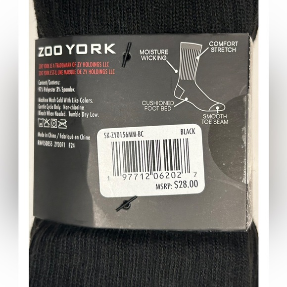 Zoo York Crew Socks 3 Pair Men 6-12 Black w Embroidered Emoji Face Logo Skate NY - Picture 2 of 12